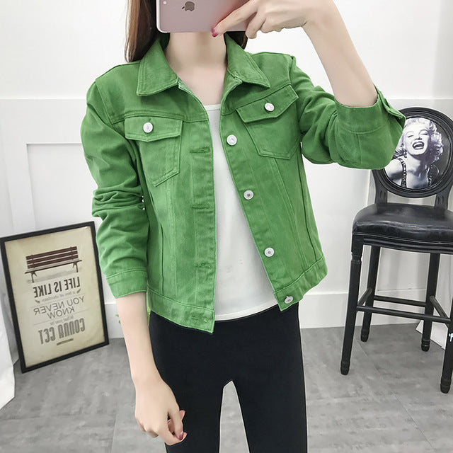 Jeans Jacket and Coats for Women 2019 Autumn Candy Color Casual Short Denim Jacket Chaqueta Mujer Casaco Jaqueta Feminina