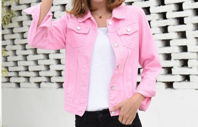 Jeans Jacket and Coats for Women 2019 Autumn Candy Color Casual Short Denim Jacket Chaqueta Mujer Casaco Jaqueta Feminina