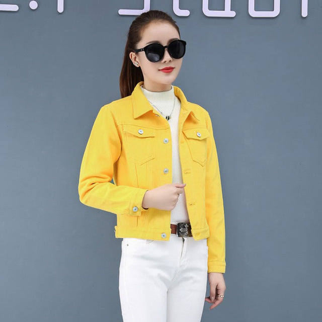 Jeans Jacket and Coats for Women 2019 Autumn Candy Color Casual Short Denim Jacket Chaqueta Mujer Casaco Jaqueta Feminina